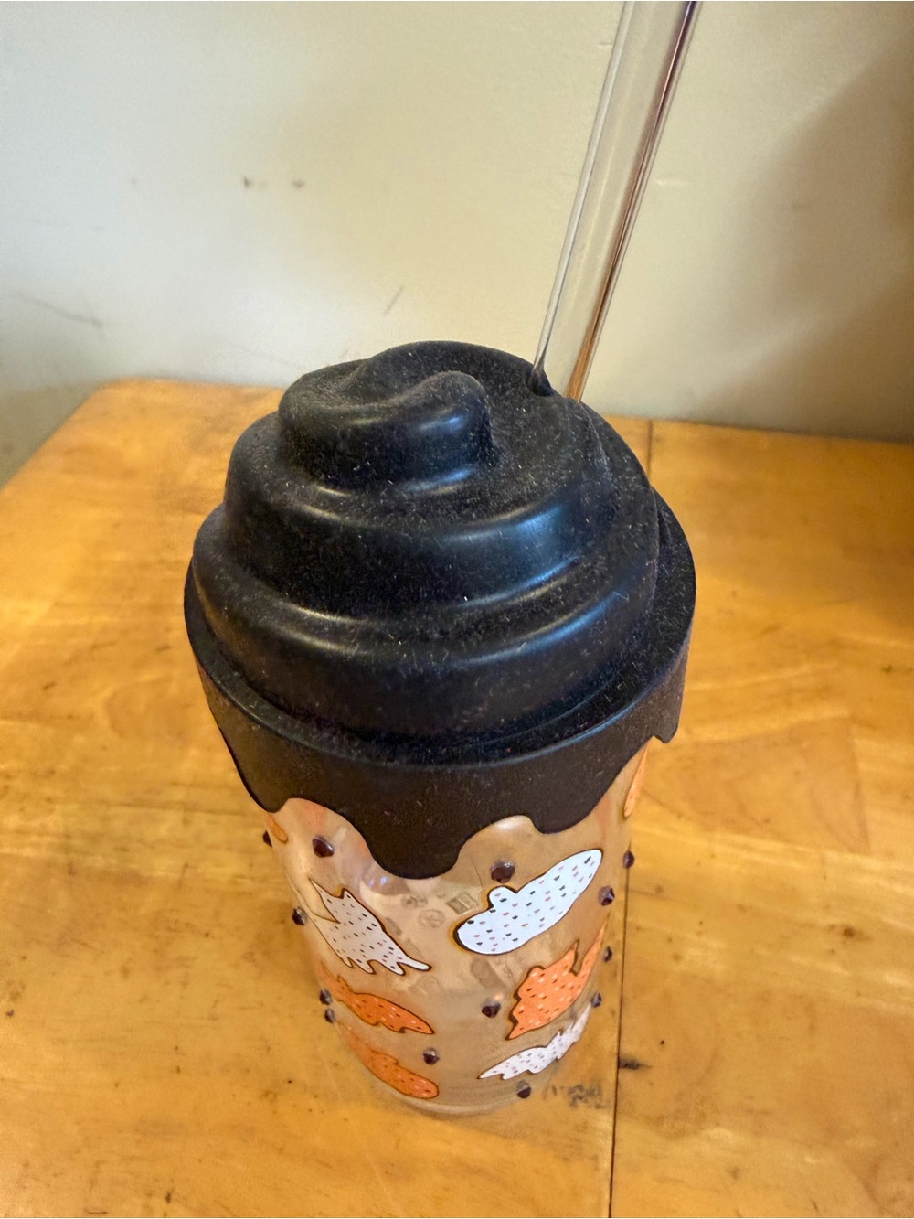 NEW Halloween Animal Glass Tumbler with Lid and Straw - Picture 2 of 5